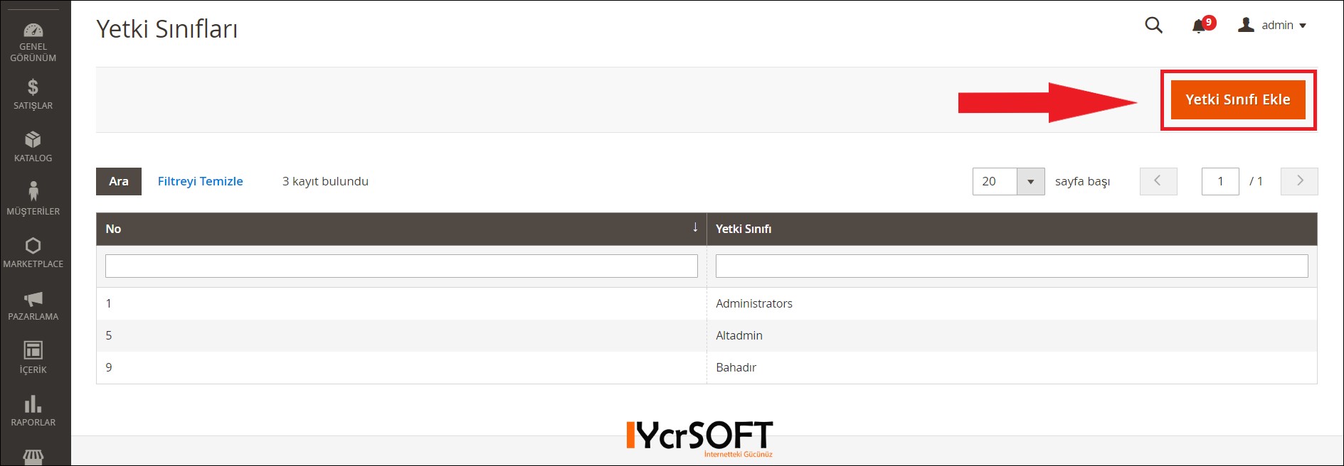 Magento yetki sınıfları ana sayfası